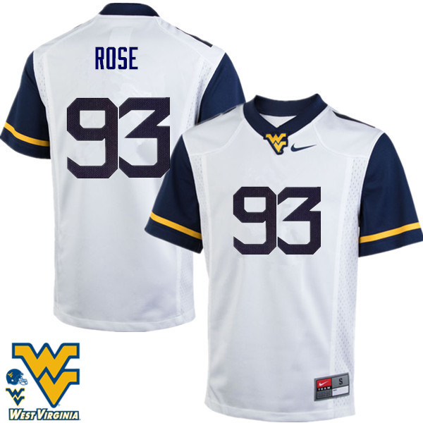 NCAA Men's Ezekiel Rose West Virginia Mountaineers White #93 Nike Stitched Football College Authentic Jersey WW23E03WD